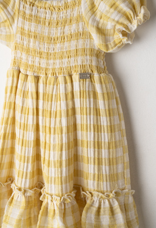 Φόρεμα ΕΒΙΤΑ καρό λάιμ με ασορτί τσαντάκι.