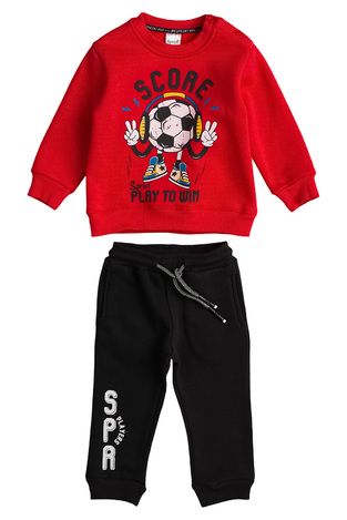 SPRINT suit set in red color with soccer ball print.