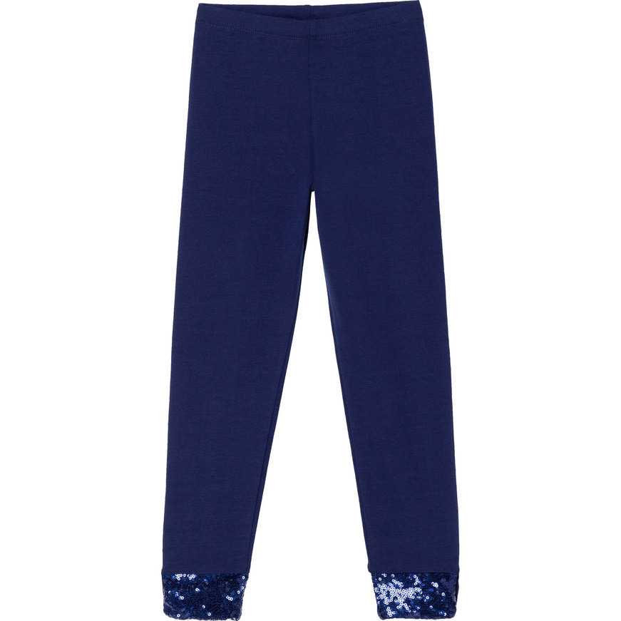 BILLIEBLUSH tights in blue with embroidered sequins on the bottom.