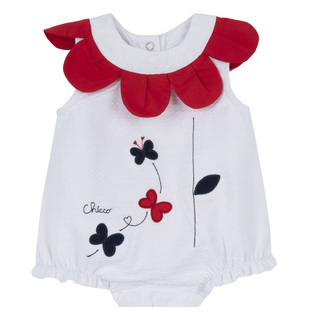 CHICCO sleeveless bodysuit in white color with embossed design.