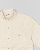 LOSAN linen shirt in white color with mao neckline.