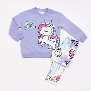 TRAX leggings set in lilac-white with all-over print.