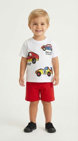 Σετ σορτς TRAX σε χρώμα λευκό με κόκκινο.