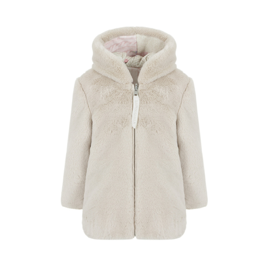Double-sided coat LAPIN HOUSE in beige color with hood.