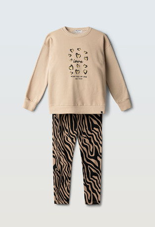 Σετ κολάν ΕΒΙΤΑ σε χρώμα μπεζ με animal print.