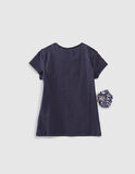 IKKS blouse in dark blue color with print and matching scrunchie.
