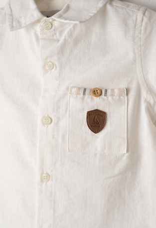 Σετ 2 τεμ. HASHTAG,  πουκάμισο σε χρώμα εκρού, βερμούδα και ασορτί καπέλο.