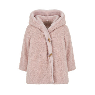 Παλτό LAPIN HOUSE σε χρώμα ροζ με κουκούλα και ιδιαίτερο γούνινο σχέδιο.