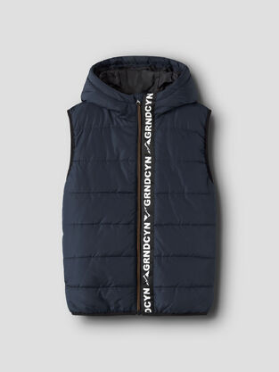 NAME IT sleeveless jacket in dark blue.