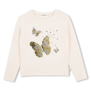 BILLIEBLUSH blouse in ecru color with embossed print and sequins.