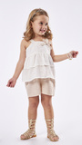 EBITA fabric shorts set in white color with kipur fabric.