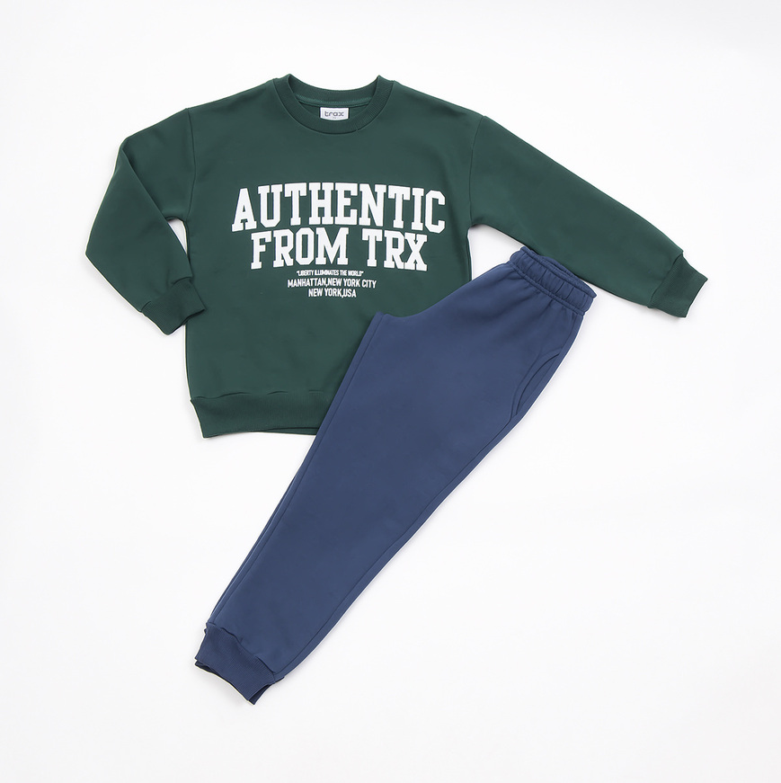 Trax tracksuit set in green color with embossed print.