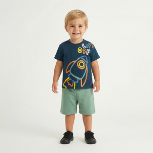 TRAX shorts set in blue and mint.