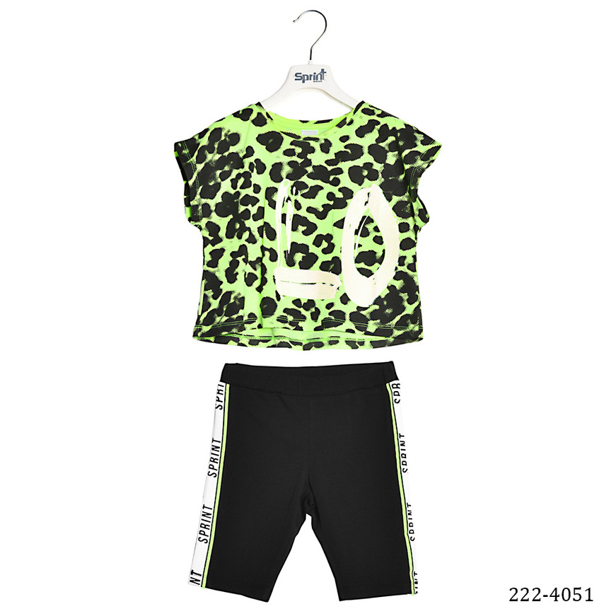 Set of SPRINT leggings, cotton leopard top and cycling leggings.