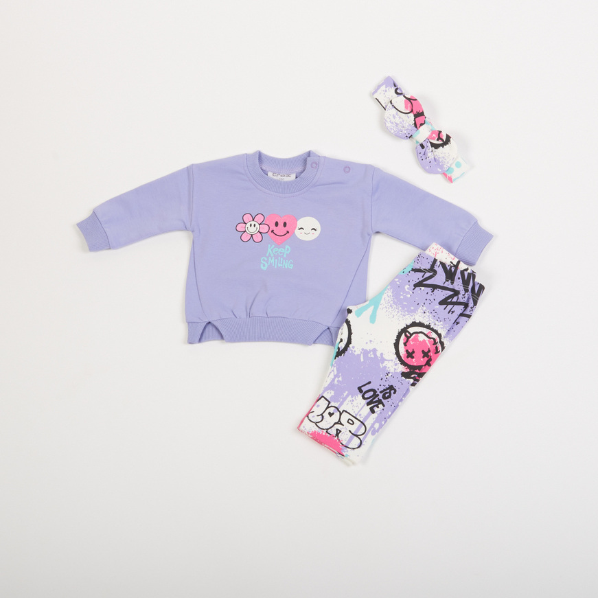 Σετ κολάν TRAX με ασορτί κορδέλα, σε χρώμα λιλά.