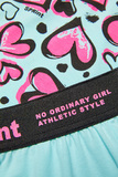 Set of SPRINT cycling tights in blue color with all over heart print.