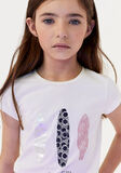 Cotton T-shirt IKKS in white color with embossed surfboards print.