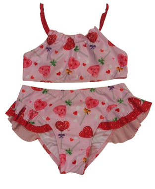 CROOLita bikini swimsuit in light pink with all-over heart print.