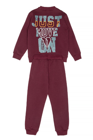 SPRINT suit set in burgundy color with a round neck.
