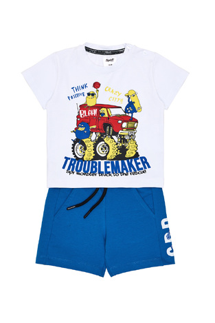 Σετ μπλούζα με βερμούδα SPRINT, σε λευκό-μπλε χρώμα.