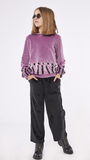EBITA velor jumpsuit set in violet color with hood.