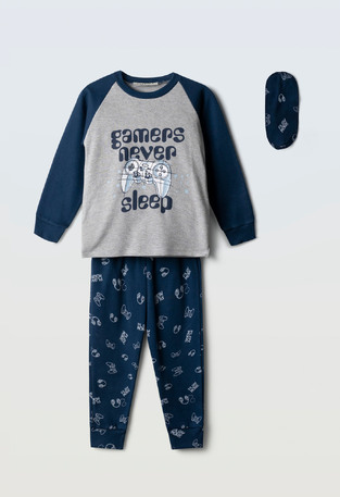 HOMMIES pajamas in gray with dark blue.