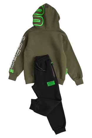 Set SPRINT tracksuit in olive color with hood.