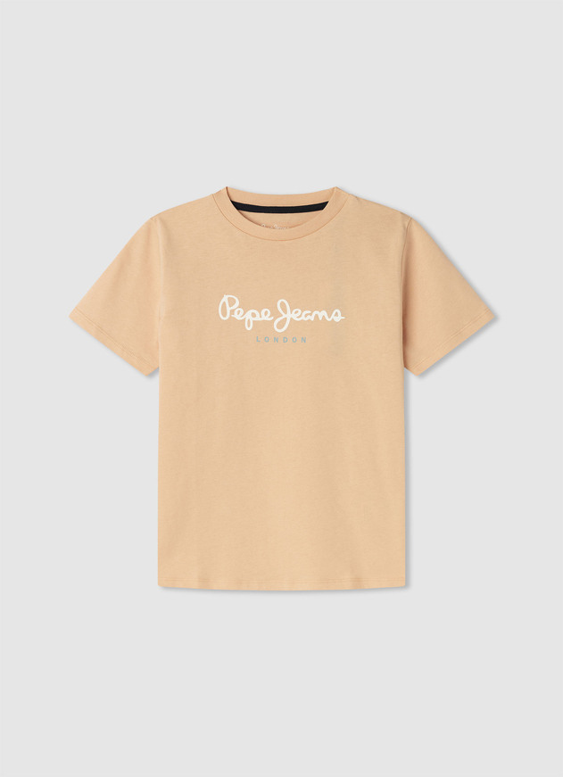 Μπλούζα βαμβακερή Pepe Jeans σε ανοιχτό πορτοκαλί χρώμα.