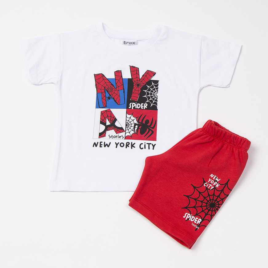 Βαμβακερό σετ TRAX σε λευκό με κόκκινο χρώμα.