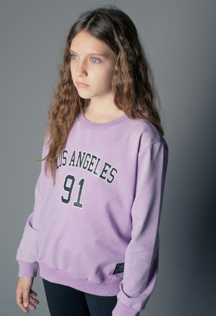EBITA leggings set in lilac melange color with "LOS ANGELES 91" logo. 