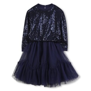 BILLIEBLUSH dress in dark blue with tulle and sequins.