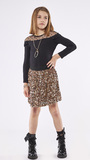 EBITA skirt set in gold color with sequins and matching necklace.