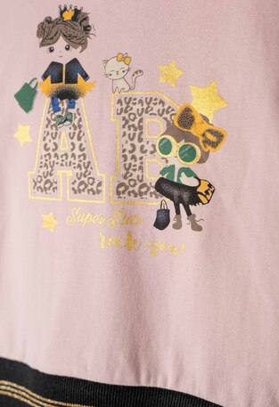 Σετ φόρμας ΕΒΙΤΑ με κουκούλα σε ροζ-μαύρο χρώμα.