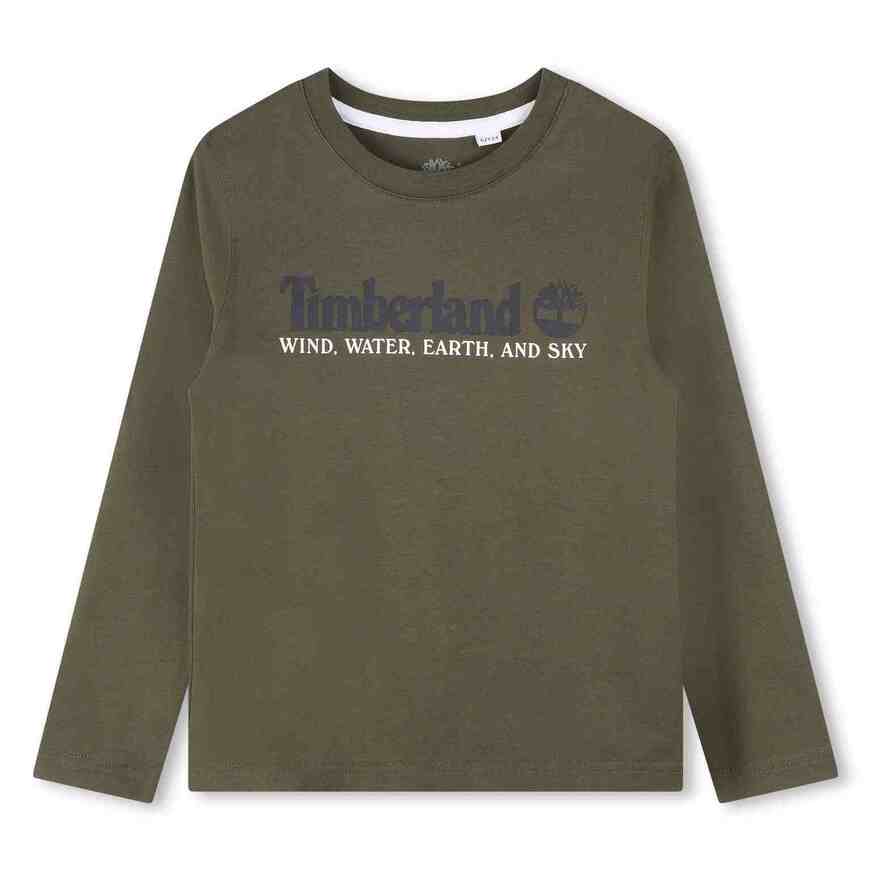 TIMBERLAND blouse in khaki color with logo print.