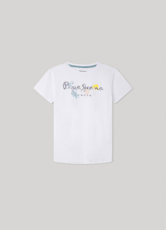 Μπλούζα PEPE JEANS σε χρώμα λευκό με πολύχρωμο τύπωμα.