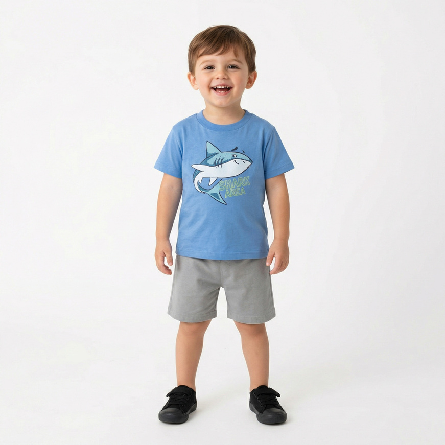 Σετ σορτς TRAX σε χρώμα σιέλ σκούρο με γκρι ανοιχτό.