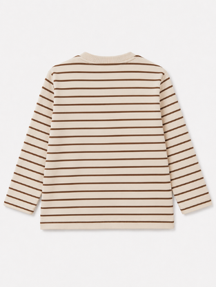 LOSAN cotton blouse in ecru-brown color with striped pattern.
