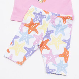 TRAX capri leggings set in pink with seahorse print.