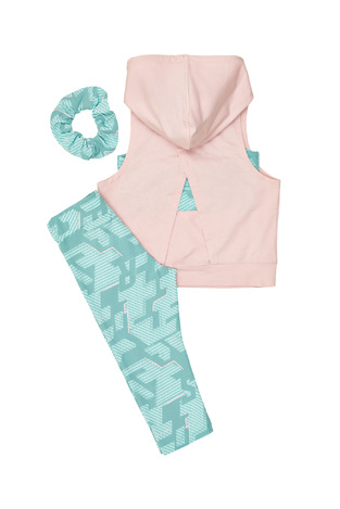 Σετ κολάν 3 τεμ. SPRINT σε χρώμα ροζ-βεραμάν με ασορτί λάστιχο για τα μαλλιά.