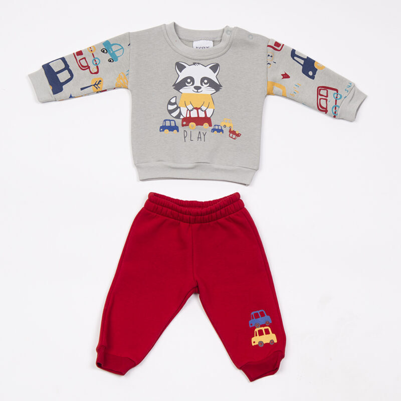 Σετ φόρμας TRAX σε γκρι-κόκκινο χρώμα.