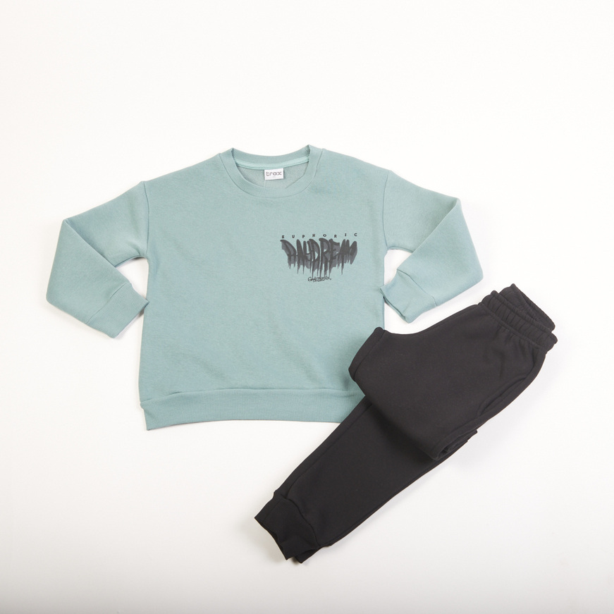 Σετ φόρμας TRAX με λαιμόκοψη σε μέντα με μαύρο χρώμα.