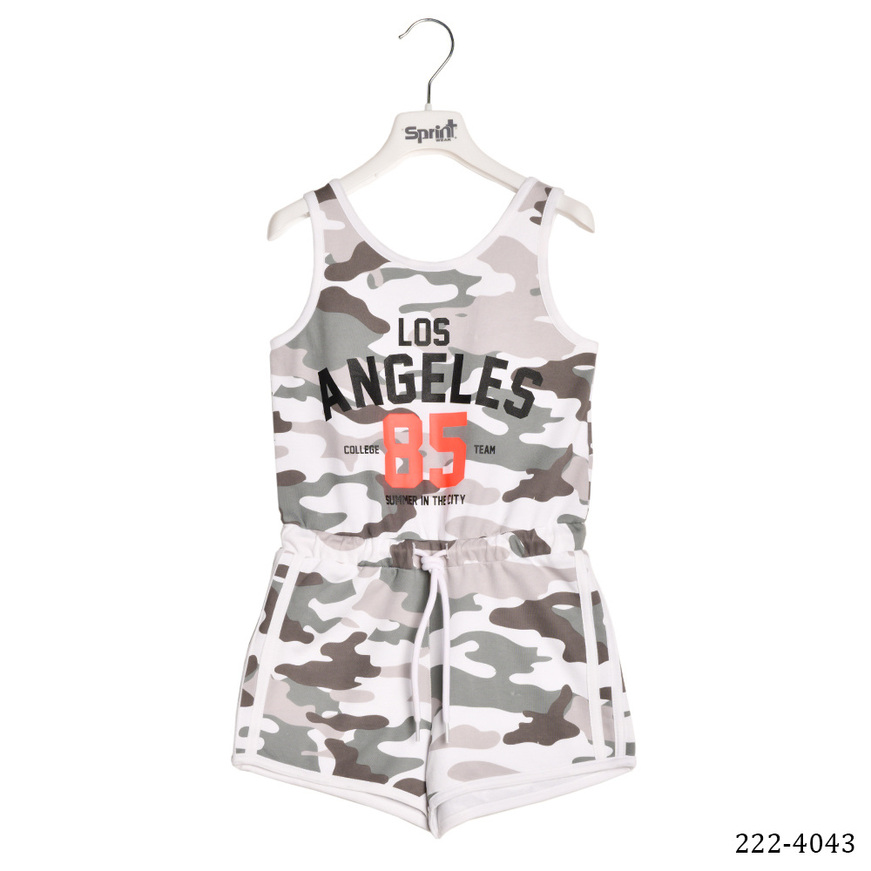 SPRINT sleeveless full body shorts with camouflage design.