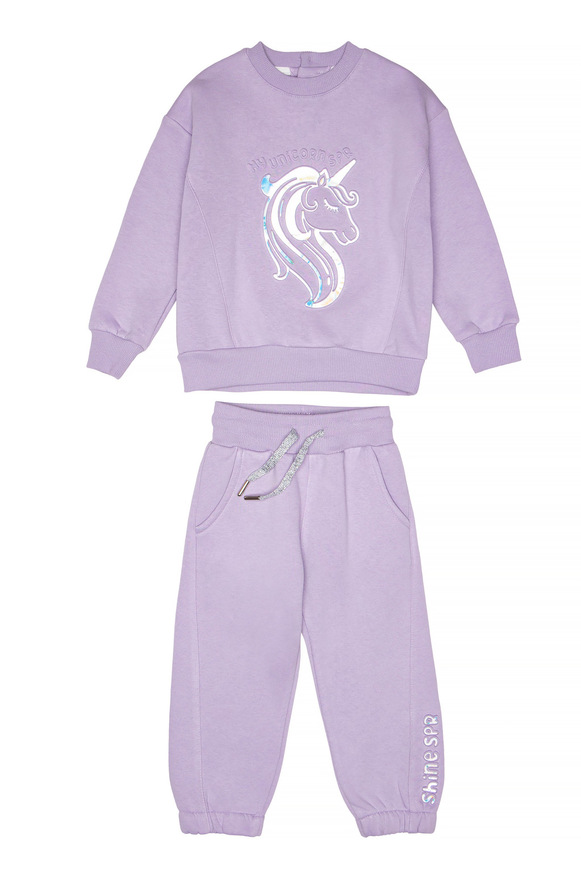 Σετ φόρμα SPRINT με λαιμόκοψη σε λιλά χρώμα.