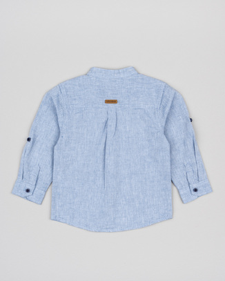 Λινό πουκάμισο LOSAN σε σιέλ χρώμα.