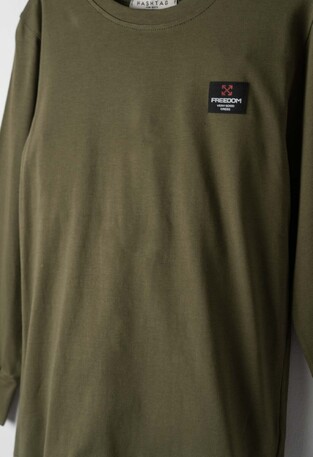 HASHTAG cotton blouse in olive color.