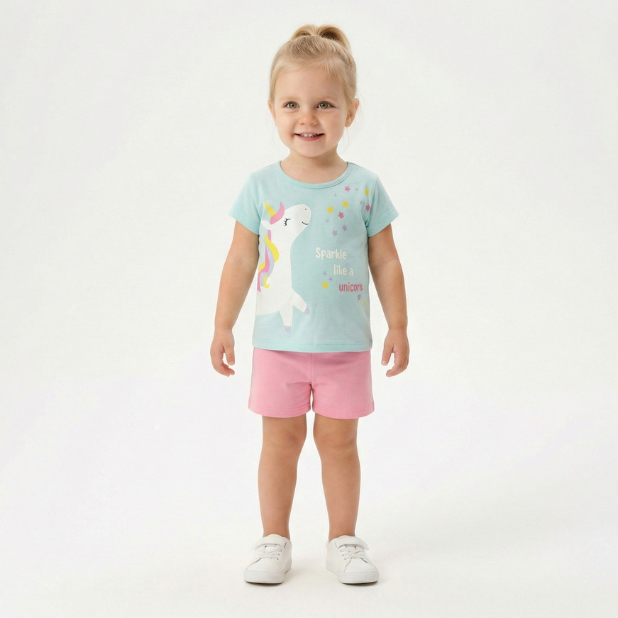 Σετ σορτς TRAX σε γαλάζιο με ροζ χρώμα.