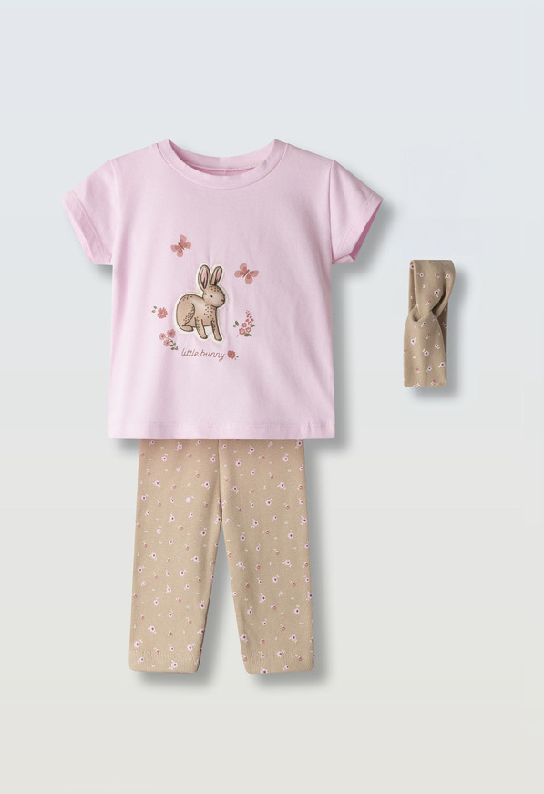 Σετ κολάν κάπρι EBITA σε ροζ χρώμα με ασορτί κορδέλα.