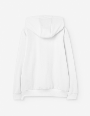 Μπλούζα φούτερ LOSAN σε λευκό χρώμα με ενσωματωμένη κουκούλα.