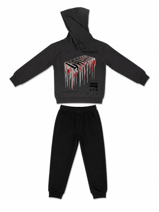 TRAX seasonal tracksuit set in charcoal and black.