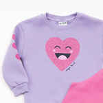 TRAX suit set in lilac color with embossed heart print.